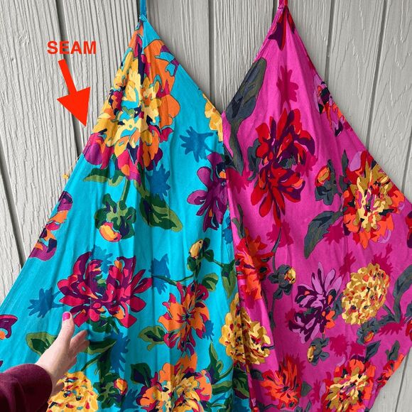 Anthropologie Handkerchief Hem Colorblock Floral Slip Dress Flex Size - Picture 10 of 12